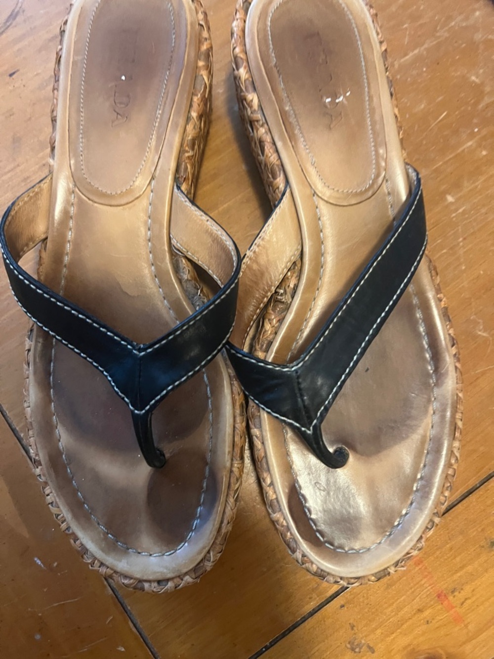 Prada Brown Woven Espadrille Sandals